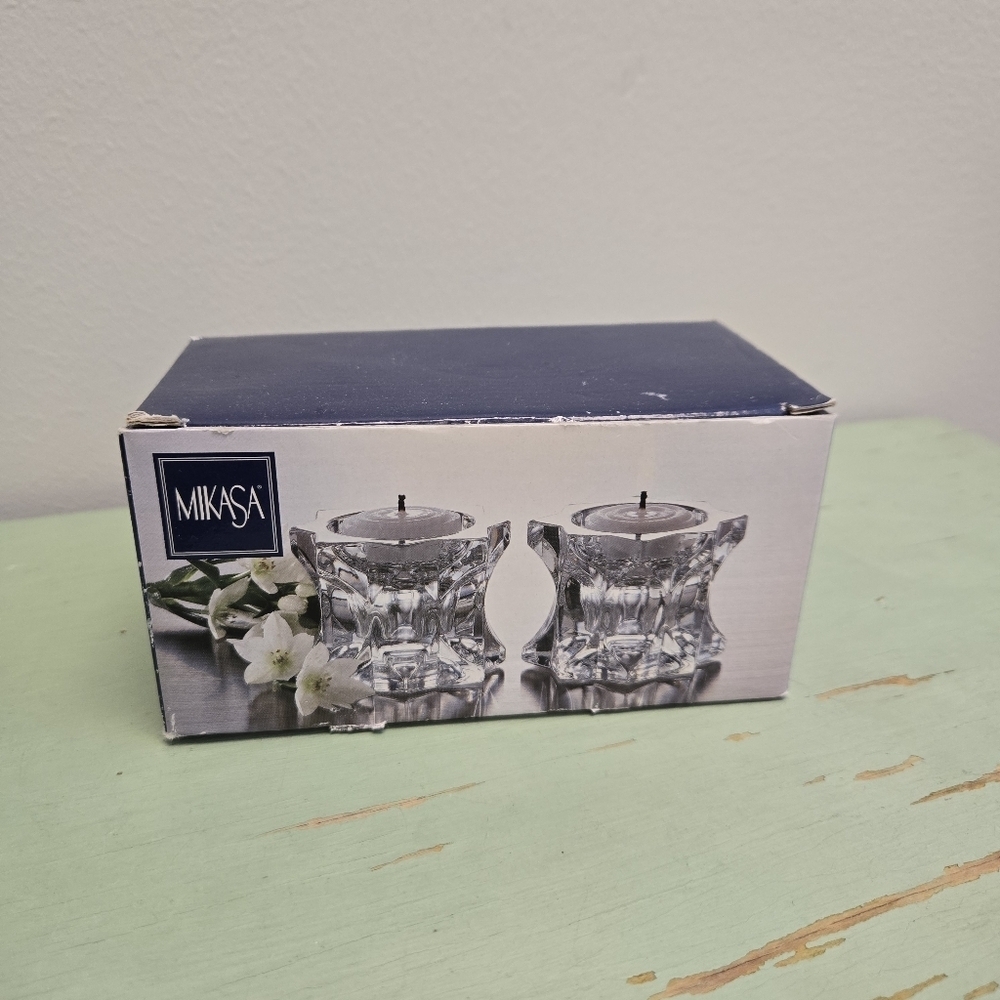 Mikasa Sparkling Star Clear Crystal Votive Candle Holders Pair - Picture 5 of 5